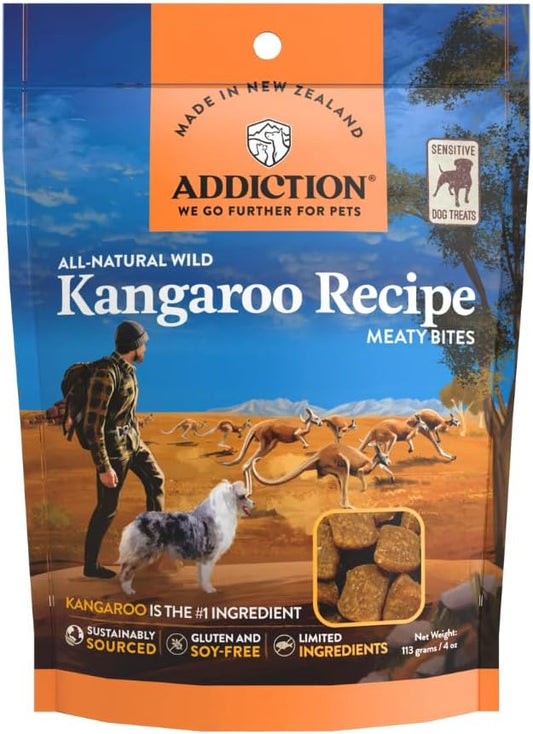 Addiction Meaty Bites All Life Stages Grain-Free Premium Kangaroo Dog Treats - 4 Ounces