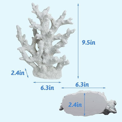 PINVNBY Artificial Coral Ornament Aquarium Sea Plants Decoration Underwater Craft Resin Fish Tank Landscape (White)