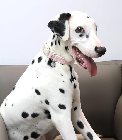 DOGWONG Cotton Hemp Dog Collar, Heavy-Duty Pink Dog Collar Adjustable Soft Natural Fabric Pet Cute Wedding Puppy Necklace for Small Medium Large Dogs