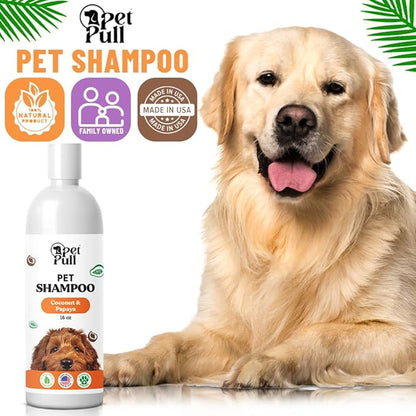 Pet Shampoo for Dogs - Plant-Based Dog Shampoo Cleanser - Dog Wash Pet Supplies for Pets with Coconut and Papaya Scent - Safe and Gentle Sensitive Skin Dog Shampoo - Made in The USA (16Oz)