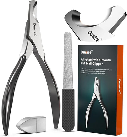 Dog Nail Clippers - All Steel Material, 1.22-Inch Large Opening, Built-in Spring, No Fur Pinch, for Medium to Large Dogs and Cats, Professional Pet Nail Trimmers, with Free Nail File
