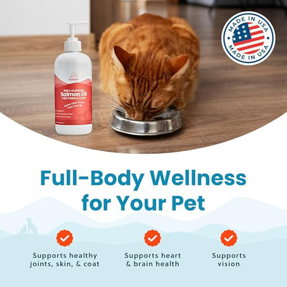 Paramount Pet Health Wild Alaskan Salmon Oil for Cats & Small Dogs, Supports Skin, Coat, Joint & Overall Well-Being, Pure & Premium Alaskan Salmon Oil for Dogs & Cats with No Fillers, 16 oz