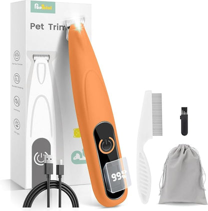 Dog Trimmer with LED Display, Ultra-Low Noise Cordless Dog Clippers for Grooming Paws, Ears, Face, Rump
