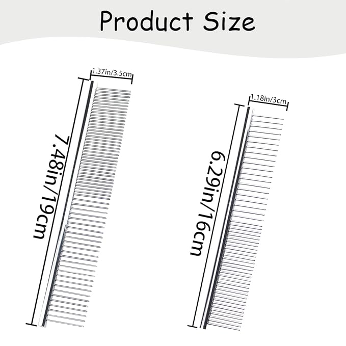 4 PCS Stainless-Steel Comb Dog Combs for Knots, Mats & Loose Hair Removal - Effective Dematting Tool, Comfortable, Lightweight, Portable & Safe for Dogs, Cats & Pets