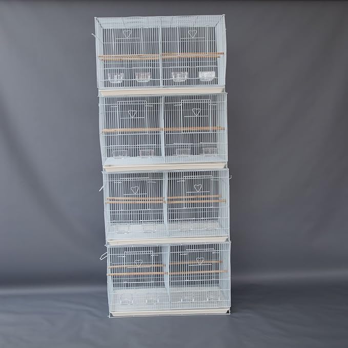 Lot of 4 Breeding Bird Carrier Cage with Dividor 30x18x18 for Parakeet Canary Finch Loverbird (White)