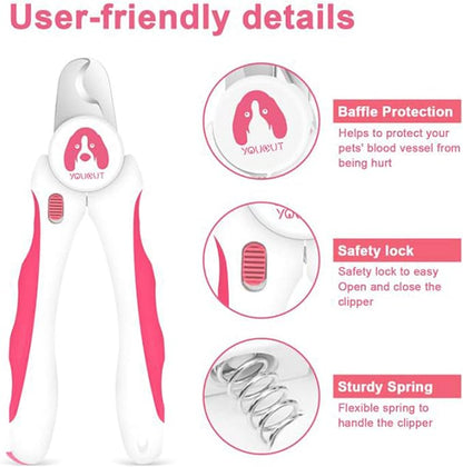 Dog Nail Clippers and Trimmers,Professional Grooming Tool with Safety Guard to Avoid Over Cutting,Free Nail File,Razor Sharp Blade,Sturdy Non Slip Handles for Large and Small Animals (Pink)