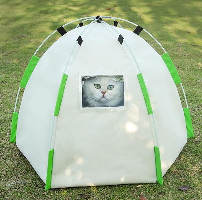 Cute Cat Teepee Cave, Cat Tent Foldable Indoor Outdoor with Thick Mat,Puppy Bed Tent,Bunny Pet Tent Teepee,Portable Dog House Teepee Tent, Cat Bed,Dog Bed Tent,Puppy Bunny,Pet Tent Teepee (M, M)