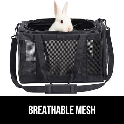 GORILLA GRIP Cat Carrier Travel Bag Up to 15 Lbs, Soft Collapsible Small Dog Carriers, Top and Side Entry Breathable Mesh, Grip Feet on Underside, Cozy Washable Waterproof Pad, Portable Kennel, Black