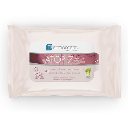 Dermoscent ATOP 7 Wipes for Dogs and Cats | Soothing Cleansing Care for Sensitive Skin | Travel-Friendly