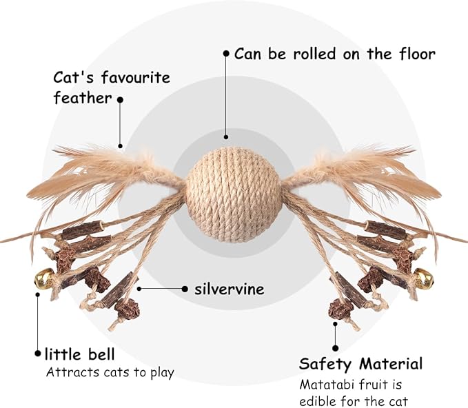 PAZ'S GIFT Cat Toys Catnip Toys Cat Kick Toy Natural Silvervine Catnip Sticks Kitten Teeth Molar Chew Toys, cat Indoor Toys Interactive cat Cleaning Teeth,Reduce Obesity and Loneliness 2-Pack