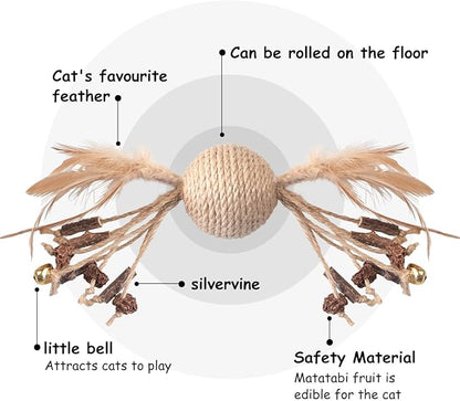 PAZ'S GIFT Cat Toys Catnip Toys Cat Kick Toy Natural Silvervine Catnip Sticks Kitten Teeth Molar Chew Toys, cat Indoor Toys Interactive cat Cleaning Teeth,Reduce Obesity and Loneliness 2-Pack