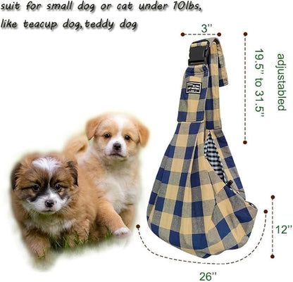 Dog Slings for Small Dogs,Adjustable Puppy Cat Sling Mesh Hands Free Chest Bag Escape Proof for Small Pet 10lbs Daily Walk,Outdoor Activity (Khaki)