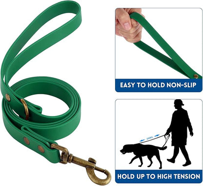 Wisedog Dog Collar and Leash Set, Waterproof Adjustable Puppy Collars with Cute Tag 6FT Dog Leash with Poop Bag for Small Medium Large Dogs (XL, Deep Green)
