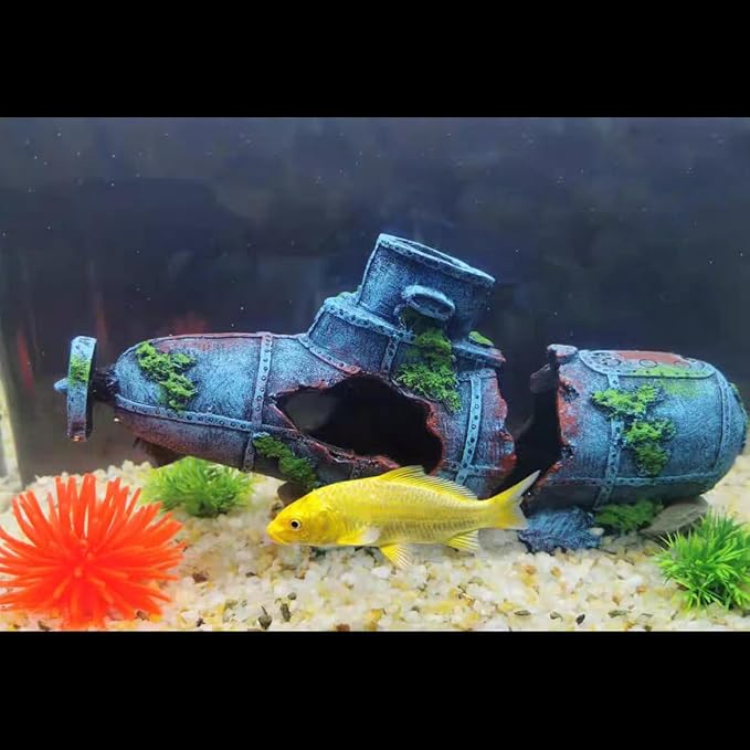 Aquarium Décor Thematic Ornaments - Submarine Fish Tank Decorations for Betta Hideout Caves
