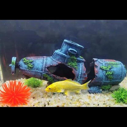 Aquarium Décor Thematic Ornaments - Submarine Fish Tank Decorations for Betta Hideout Caves