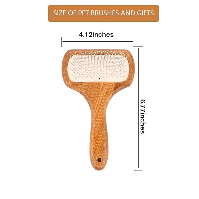 KylePet Dog brush, Double Sided Pet Slicker Brush with Bamboo Handle for Long Hair & Short Hair Pets Grooming Comb for Removing Shedding, Tangles and Dirt
