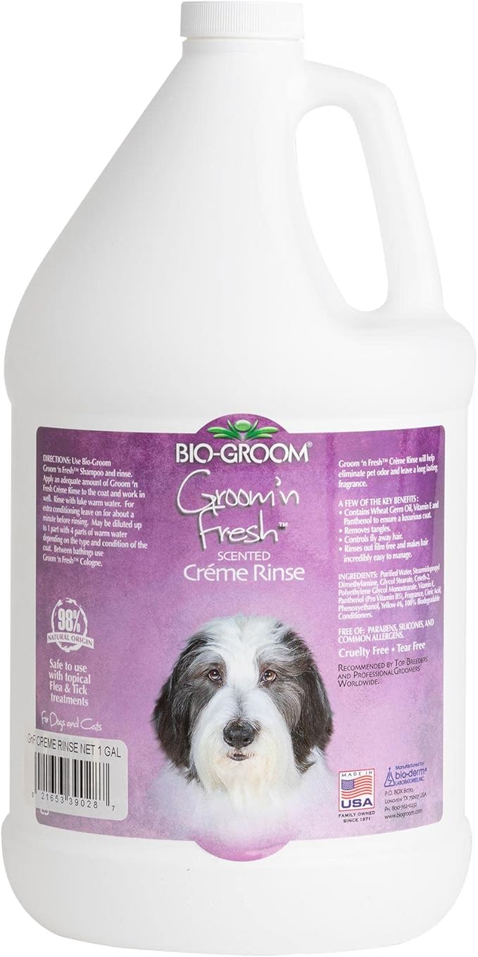 Bio-Groom Groom'n Fresh Dog Conditioner  Scented Dog Bathing Supplies, Puppy Wash, Cat & Dog Grooming Supplies for Sensitive Skin, Cruelty-Free, Made in USA, Tearless Dog Products  1 Gallon