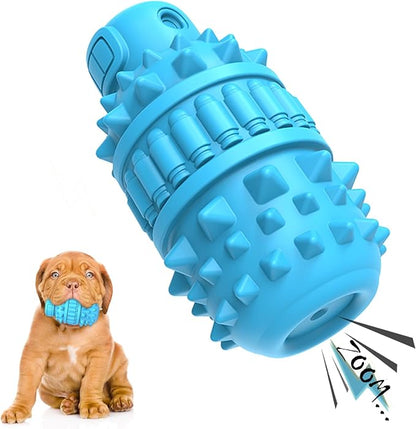 PIFFZEDO Dog Toys for Aggressive Chewers Tough Dog Squeaky Toys for Small Medium Breed Interactive Durable Natural Rubber Dog Chew Toys Dog Birthday Toy Dog Toothbrush(Azure,Small)