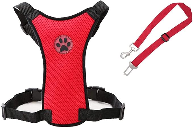 Dog Harness, Pet Vest Harness for Dogs in Car Adjustable Neck and Chest Strap Breathable Soft Fabric Multifunctional Vest with Quick Release for Travel Walking Daily Use