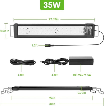 hygger 35W Smart Aquarium Light, Bluetooth LED Light with App Control, Full Spectrum Fish Tank Light with 24/7 Lighting Cycle, 5 Modes, Adjustable Timer, for 24"-30" Freshwater Planted Tank