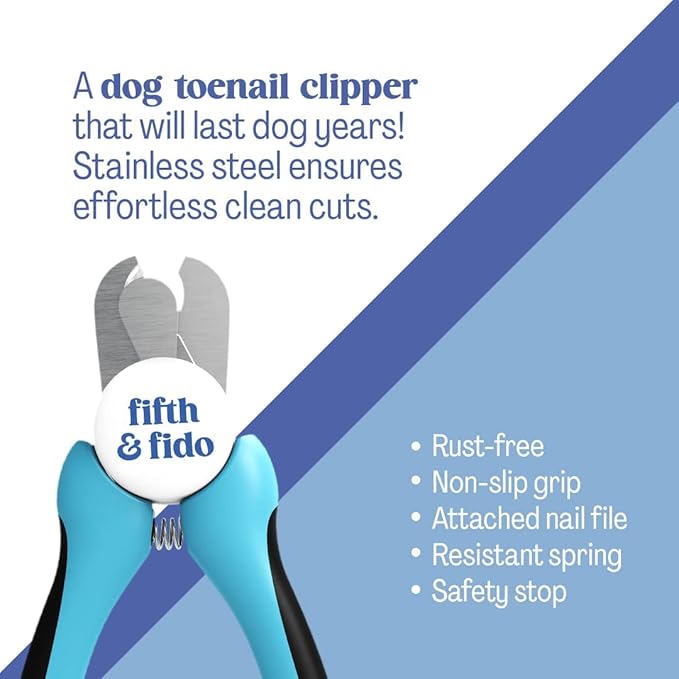 Fifth & Fido Dog Nail Clippers for Large Dogs - Sharp Nail Clipper with Quick Sensor - Trimmer for Thick Nails - Dog Nail Trimmer for Large Breed Dogs