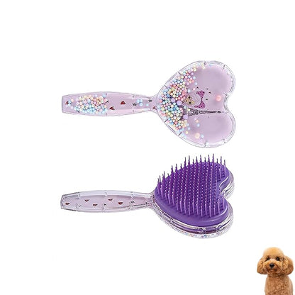 Small Dog Brush, Soft Dog Brush for Shih Tzus, Yorkies, Maltipoos, Maltese ï¼ Love Shape Puppy Massaging Hair Brush, Cat Brush, for Small Dogs Cats Rabbits of All Hair Types (Purple)