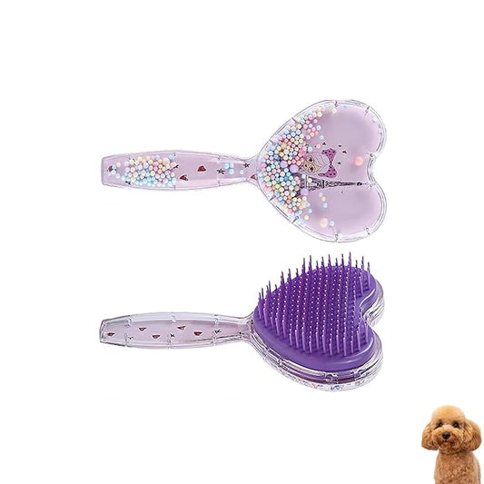 Small Dog Brush, Soft Dog Brush for Shih Tzus, Yorkies, Maltipoos, Maltese ï¼ Love Shape Puppy Massaging Hair Brush, Cat Brush, for Small Dogs Cats Rabbits of All Hair Types (Purple)