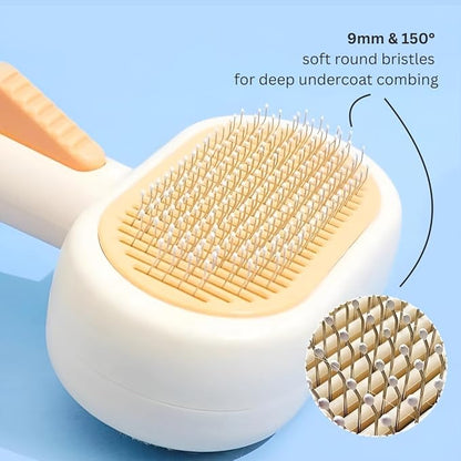 Self-Cleaning Slicker Brush for Dogs & Cats  Effective Pet Grooming & Deshedding Tool, Gentle & Skin-Safe, Ideal Dog Brush for Small, Medium & Large Breeds (Yellow)