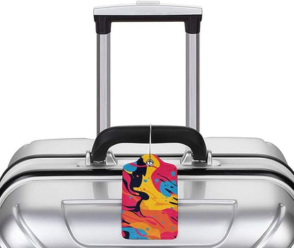 2 Pcs Art Colorful Graffiti Luggage Tag for Suitcase, Identifiers Privacy Cover ID Label with Steel Loop, Cute Style Pop Art Background Tags Birthday Gifts for Men Women Outdoor Travel