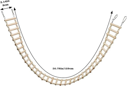 Rat Ladder Bridge Toy, Rat Climbing Toys, Natural Wooden Hamster Ladder Bridge Toy, Cage Accessories for Bird Parrot Cockatiel Sugar Gliders - 36 Steps - 50.78 x 3.14 Inch