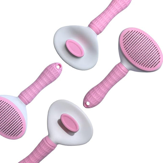 Self Cleaning Slicker Brush,Dog Brush with Massage Particles,Removes Loose hair & Tangles,Skin Friendly & Promote Circulation-pink 1