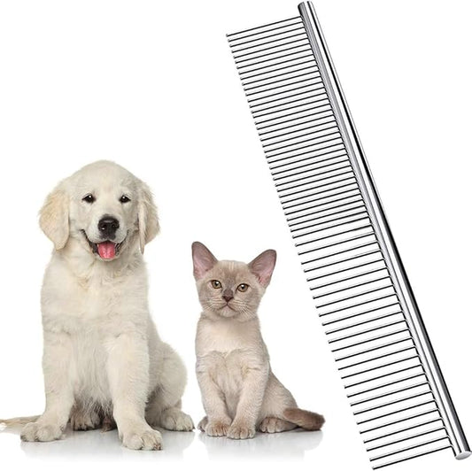 Dog Combs for Grooming, Metal Cat Comb for Removing Tangles and Knots, Professional Grooming Tool for Long Haired Dog, Cat and other pets
