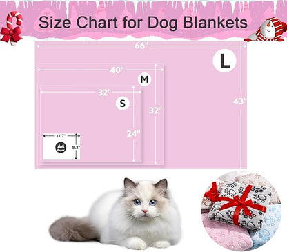 Stuffed Premium Soft Cat Blanket, Flannel Pink Stuff Cute Paw Print, 32 * 40 inches, Dog Blanket Puppy Supplies Dog Products Stuff Essentials, Christmas Cat Gifts