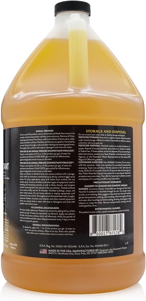 256:1 Disinfectant, 1 Gallon - Liquid Concentrate Disinfectant and Deodorizer, Sanitizer for Veterinary Clinics and Kennels, Effective Against Viruses and Bacteria (Lemon)