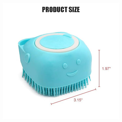 Dog Scrubber for Bath Pet Bathing Brush Silicone Shampoo Massage Dispenser Brush for Short Long Haired Dogs and Cats Washing(Blue)