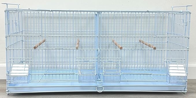 LOT of Large Stackable Breeder Bird Flight Cage with Removable Center Divider and Breeding Nest Box Doors with Removable Rolling Stand