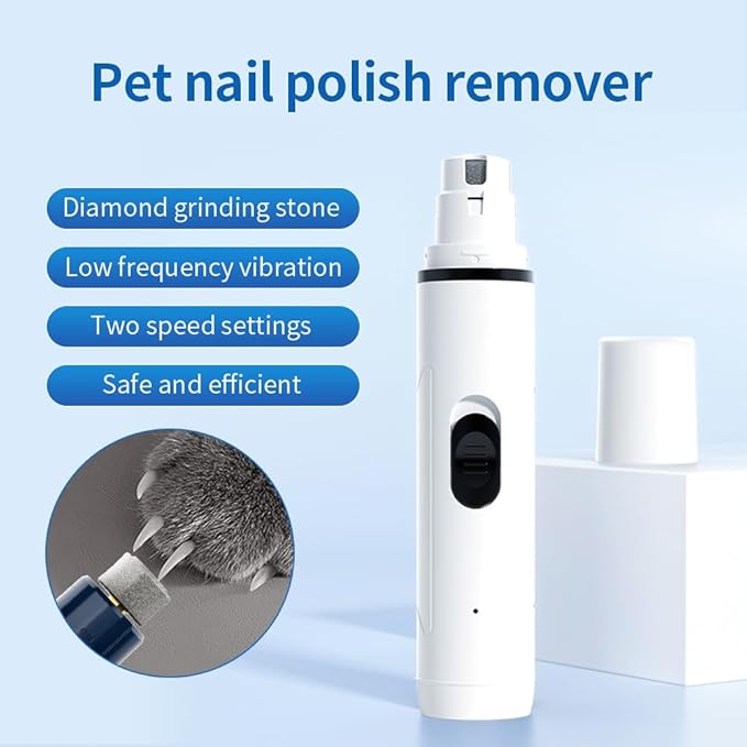 Dog Nail Grinder with 2 Grinding Heads - 2-Speed Powerful Electric Pet Nail Trimmer Professional, Painless Claw Decoration and Smoothing Suitable for Small, Medium, Large Dogs and Cats White