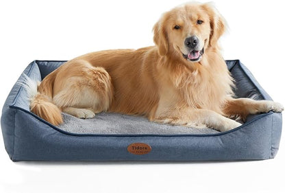 Orthopedic Dog Beds for Medium Large Dogs, Durable Egg Crate Foam Sofa Dog Bed wit Washable Removable Cover,Waterproof Lining and Nonskid Bottom,Pet Bed for Large Dogs (Denim Blue, X-Large)