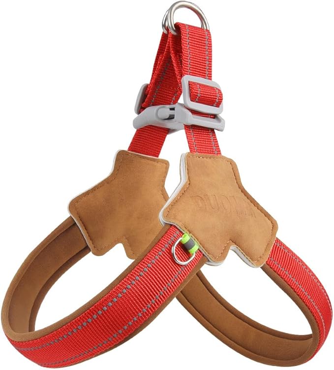 Dog Harness Y-Shaped Harness Breathable Heat Dissipation Easy to Wear Night Reflective Signs for Small and Large Dogs to Wear (Bright Red,S Bust 13in-18in)