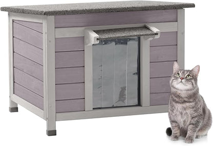 Aivituvin Outdoor Cat House Weatherproof Feral Cat Shelter for Winter Outside Kitty Condo Small Animal Bed