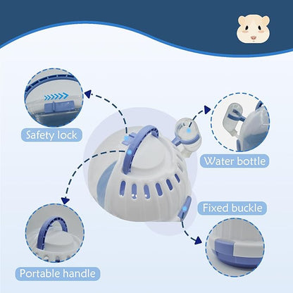 Hamster Carrier Cage Portable_ages Small Animals Carry Travel Case with Water Bottle Plastic Breathable_uinea Pig Outgoing Cage for Dwarf Hamster Ferret Chinchillas Hedgehog (Blue)