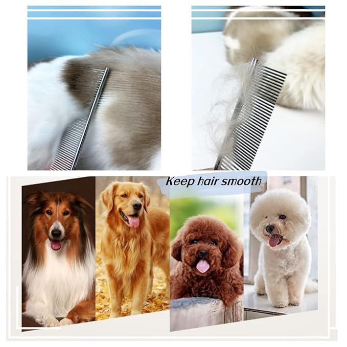 1Pcs Pet Stainless Steel Grooming Comb For Long Short Hair PetP Brush Hair Knots Tangles