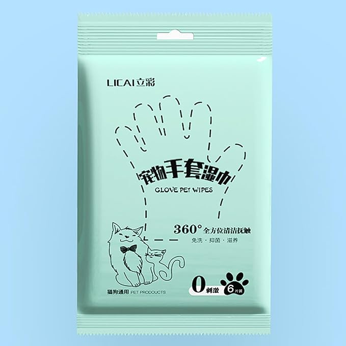 E I F E R 30-Pack Pet Cleaning Glove Wipes, Disposable Dog Bathing & Deodorizing Wipes, Cat Grooming Wipes, Dry Shampoo Pet Wipes, Plant-Based Formula, Non-Woven Fabric, Individually Wrapped