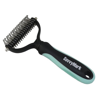 Dog Brush - Pet Dematting and Undercoat deshedding rake - Stainless Steel Grooming Comb For Dogs Cats furry pets large or medium remove knots tangles in long fur hair
