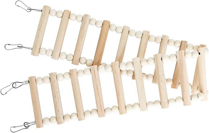 Rat Ladder Bridge Toy, Rat Climbing Toys, Natural Wooden Hamster Ladder Bridge Toy, Cage Accessories for Bird Parrots Parakeets Hamster Cockatiels Sugar Gliders - 18 Steps - 25.98 x 3.14 Inch