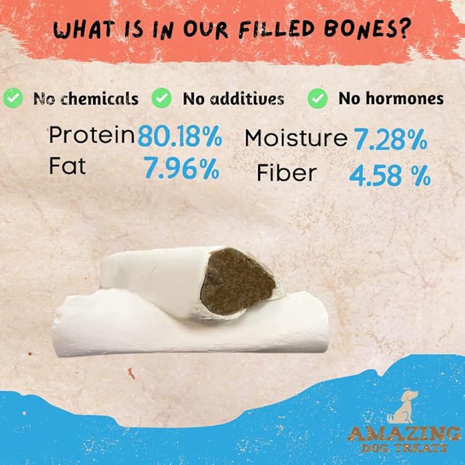 Amazing Dog Treats - Stuffed Shin Bone for Dogs (Acai Blend, 5-6 Inch - 3 Count) - All Natural Dog Bones