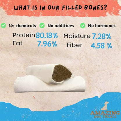 Amazing Dog Treats - Stuffed Shin Bone for Dogs (Acai Blend, 5-6 Inch - 3 Count) - All Natural Dog Bones
