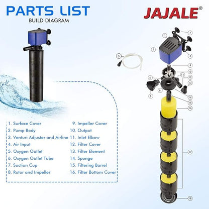 660 GPH Internal Filter Submersible Pump - 3 in 1 Aquarium Fish Tank Pump with Oxygenation, Filtration & Water Cycling, 6.6 ft max lift, 35W - 5 Pack