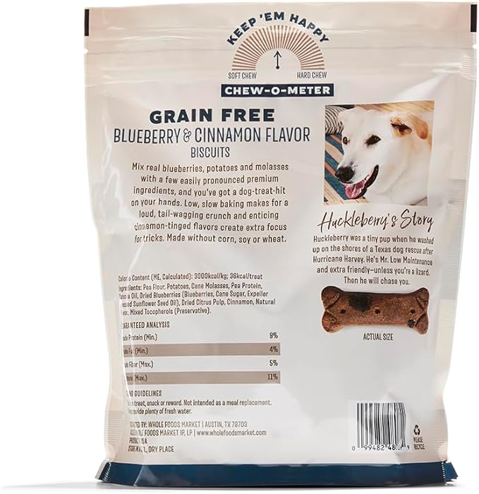Whole Paws, Grain-Free Dog Biscuit Treats, Blueberry & Cinnamon Flavor, 16 Ounce