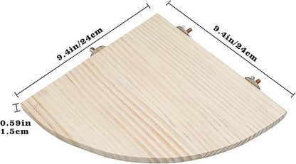 9.4 × 9.4 Inches Large Bird Perch Stand Platform, Natural Wooden Small Animals Cage Accessories, Rectangle Stand Perch Shelf for Parrot Parakeet Cockatiel Rat Hamster Guinea Pig Conure Chinchillas